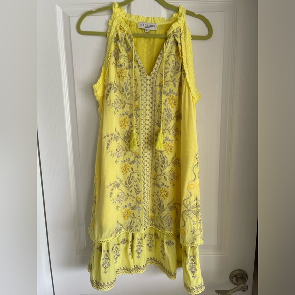 Hale Bob Women’s Elodie Embroidered Yellow Dress Sz. Medium NWOT - Picture 1 of 8